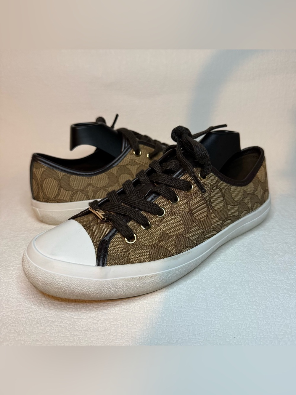 Coach Empire Signature Canvas Sneakers Women’s 8.5B Brown Khaki A00248